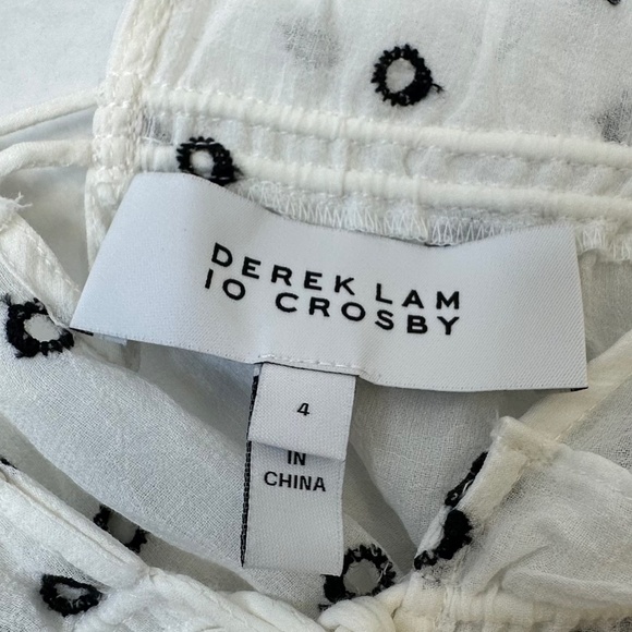 Derek Lam 10 Crosby Sleeveless Printed Viole Ruffle white and back blouse S:4 - Picture 6 of 9